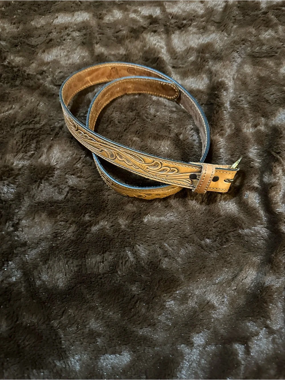 Vintage Hand Tooled Leather Belt